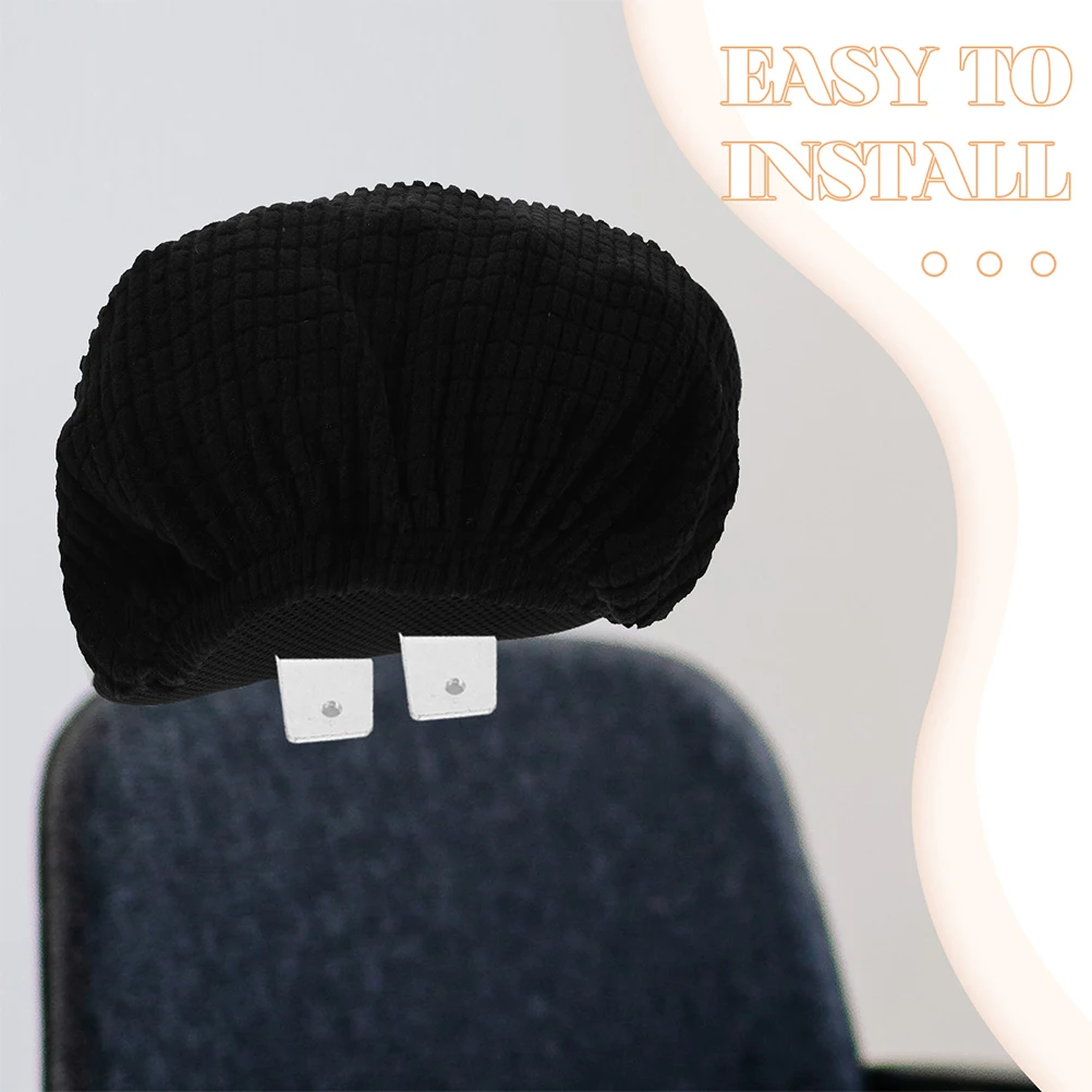 

2Pcs Swivel Chair Head Pillow Cover Black Waterproof Fabric Computer Office Headrest Sleeve Cushion Protection