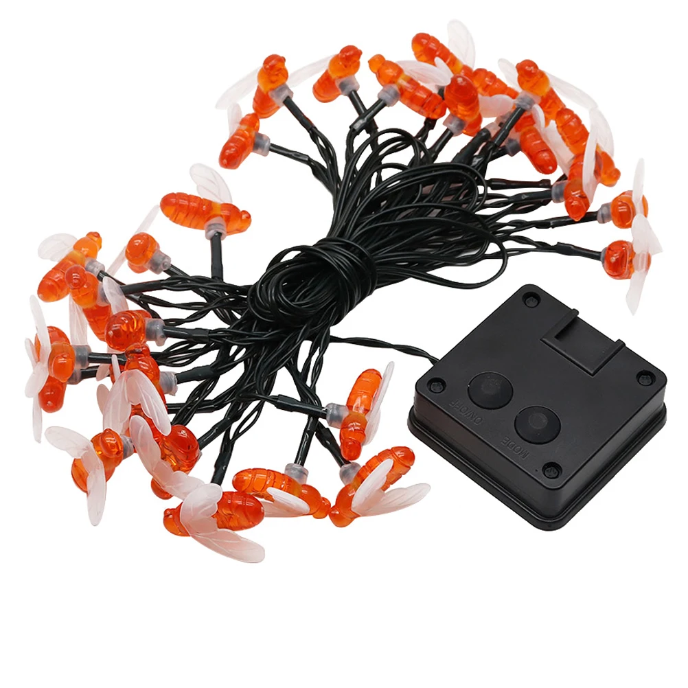 

20 LED Solar String Lights Honey Bee Shape Warm Light Waterproof Garden Patio Balcony Yard Fence Tent Camp BBQ
