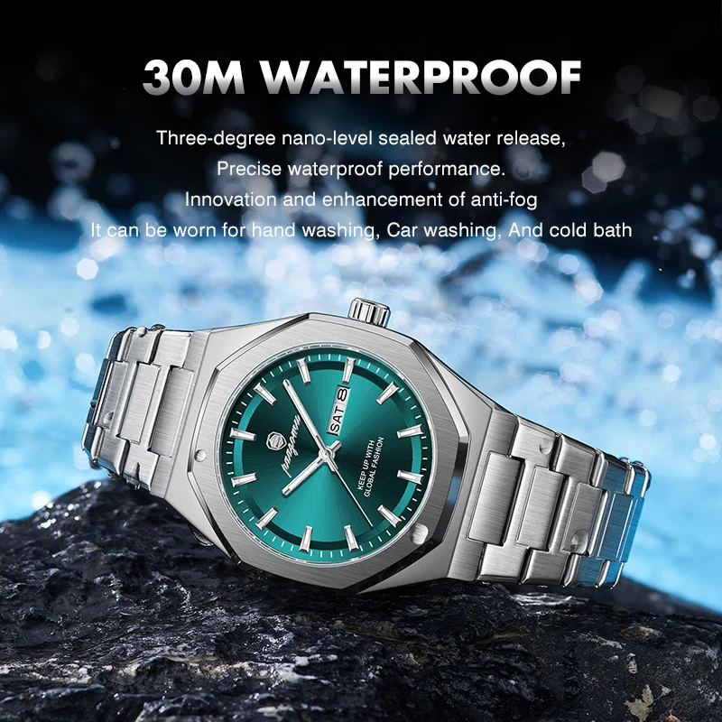 2026 New Luxury Military Man Watch Square Waterproof Luminous Date Week Men Watch Stainless Steel Quartz Men's Watches Reloj+box view 4