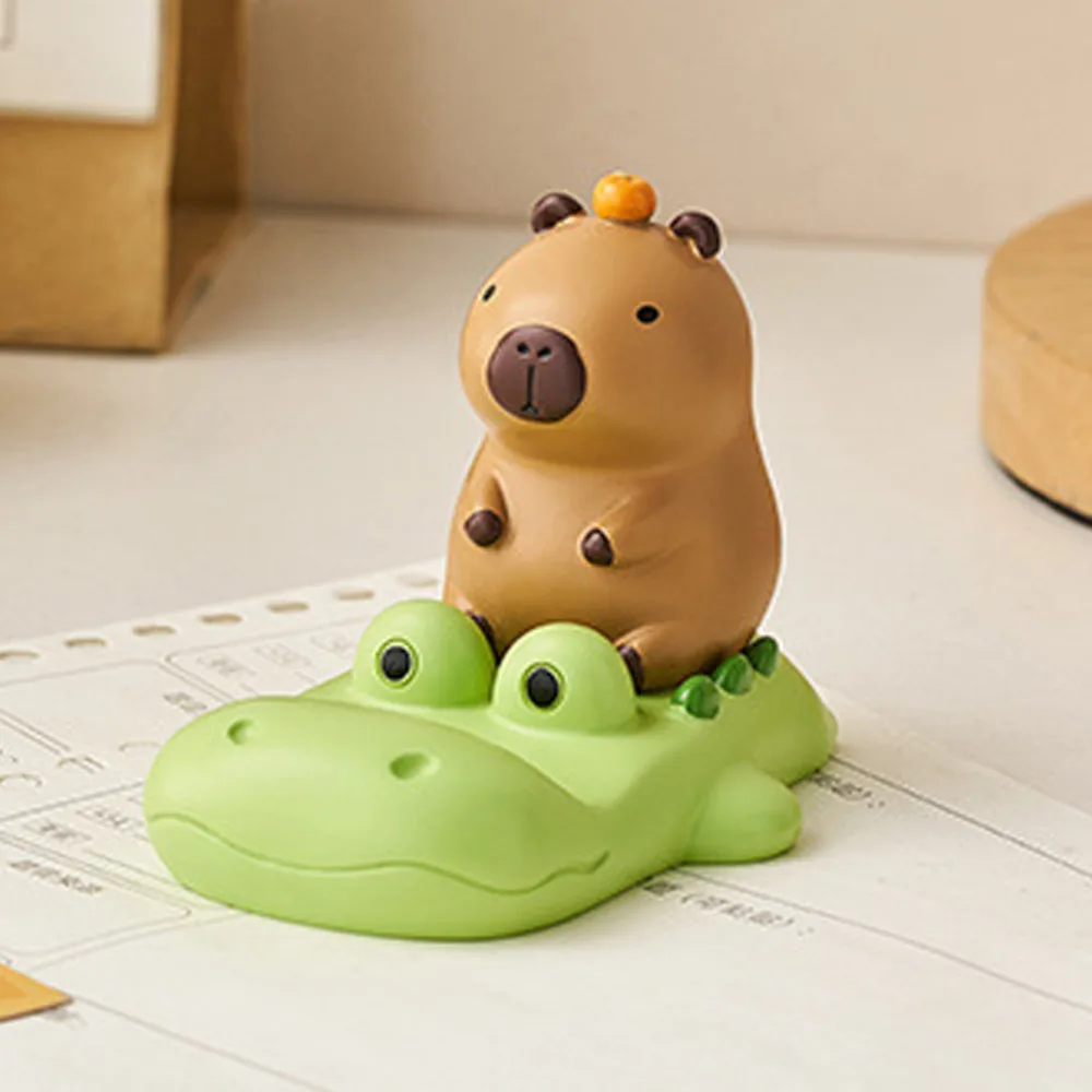 Crocodile Capybara Phone Holder Animal Figurines Desk Decor Capybara Mobole Phone Stand Ornament Creative Capybara Model Toy