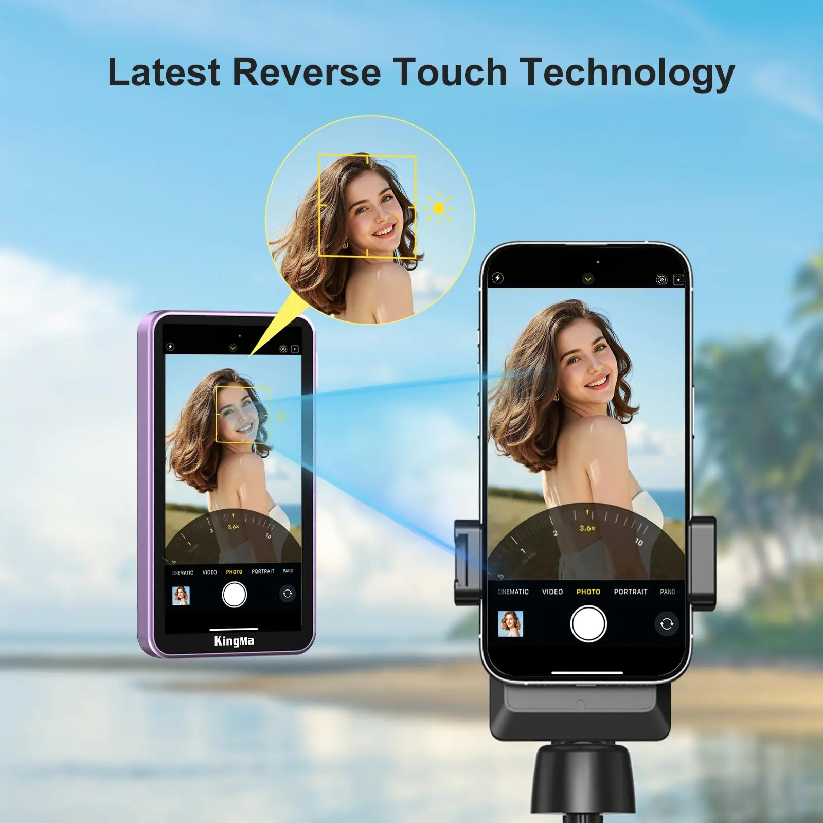KingMa Magnetisches Telefon Vlog Selfie Touchscreen-Monitor, mit Zoom, kabellose Aufnahme, Telefon-Rückkamera für iPhone Selfie TikTok