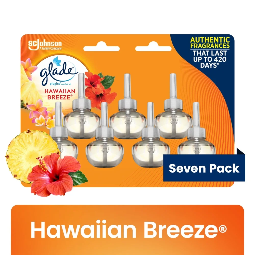 

Сменные стержни для освежителя воздуха, эфирные масла Гавайского бриза, 0,67 унции, 7 шт., длительный аромат, регулируемый подключаемый дозатор, 100 дней