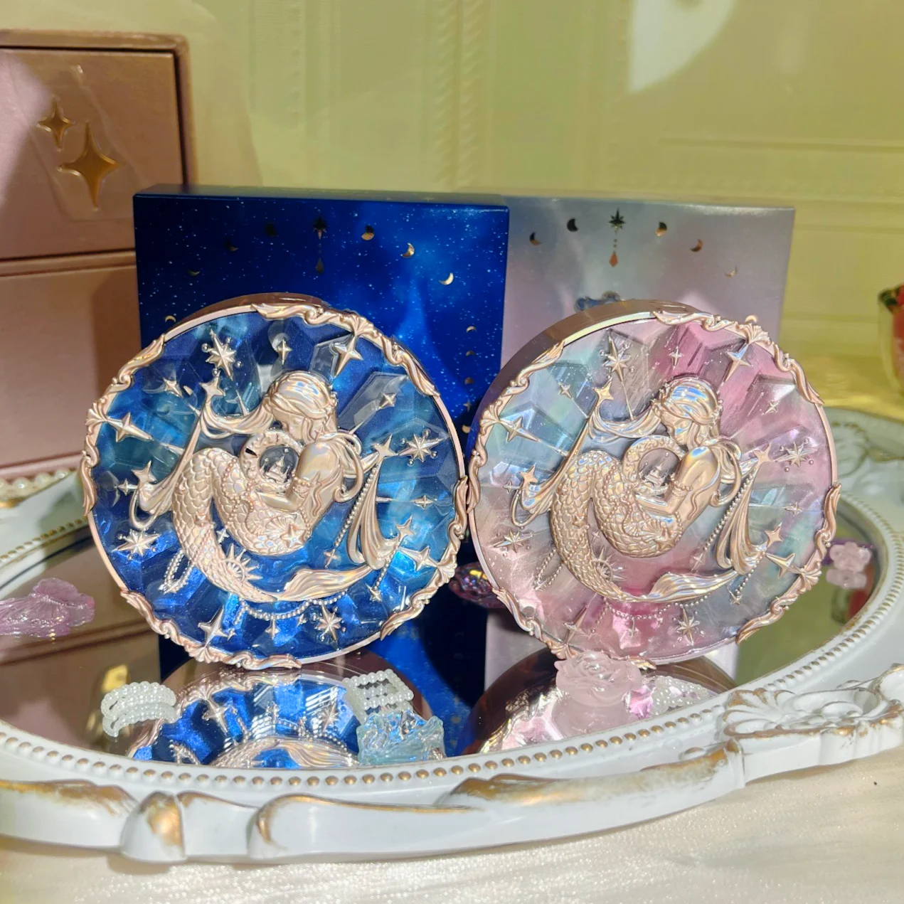 makeup-professionnelle-flower-knows-moonlight-mermaid-matte-soft-compact-powder-oil-control-waterproof-face-powder