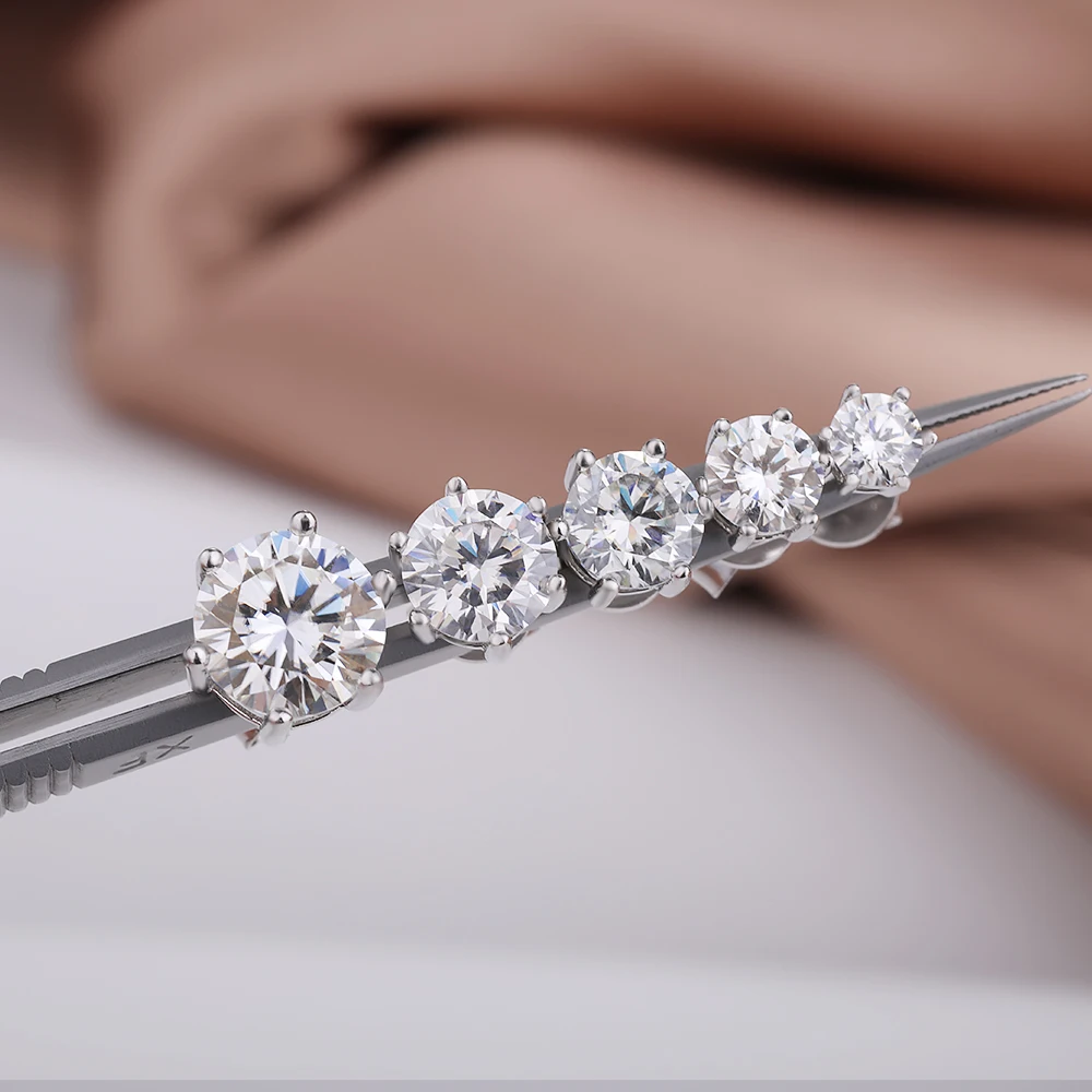 0.3-2CT D اللون مويسانيتي وأقراط للنساء رجل كلاسيكي 925 فضة بريليانت مكون الماس ترصيع المجوهرات #5