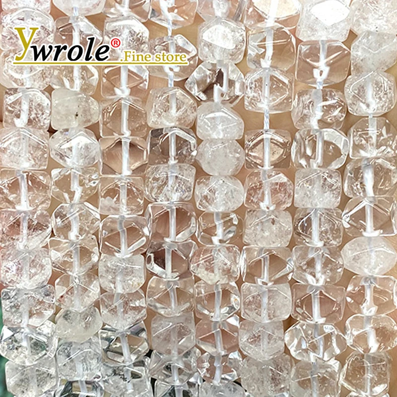 Gem Rough Processed Rondelle White Crystal Natural Stone Loose Space Beads for Jewelry Making Diy Bracelet Charms Accessories