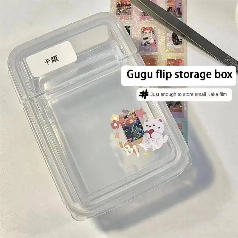 Storage Box Card Holder Sticker Stationery Transparent Storage Box Film Small Size Storage Boxes Flip Classification Box INS