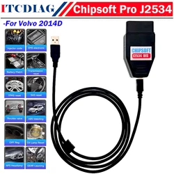 Chipsoft J2534 DIS KLine CAN BUS Adapter for Volvo 2014D Dice Full System Car Diagnostic tools USB OBD2 Scanner Active Test