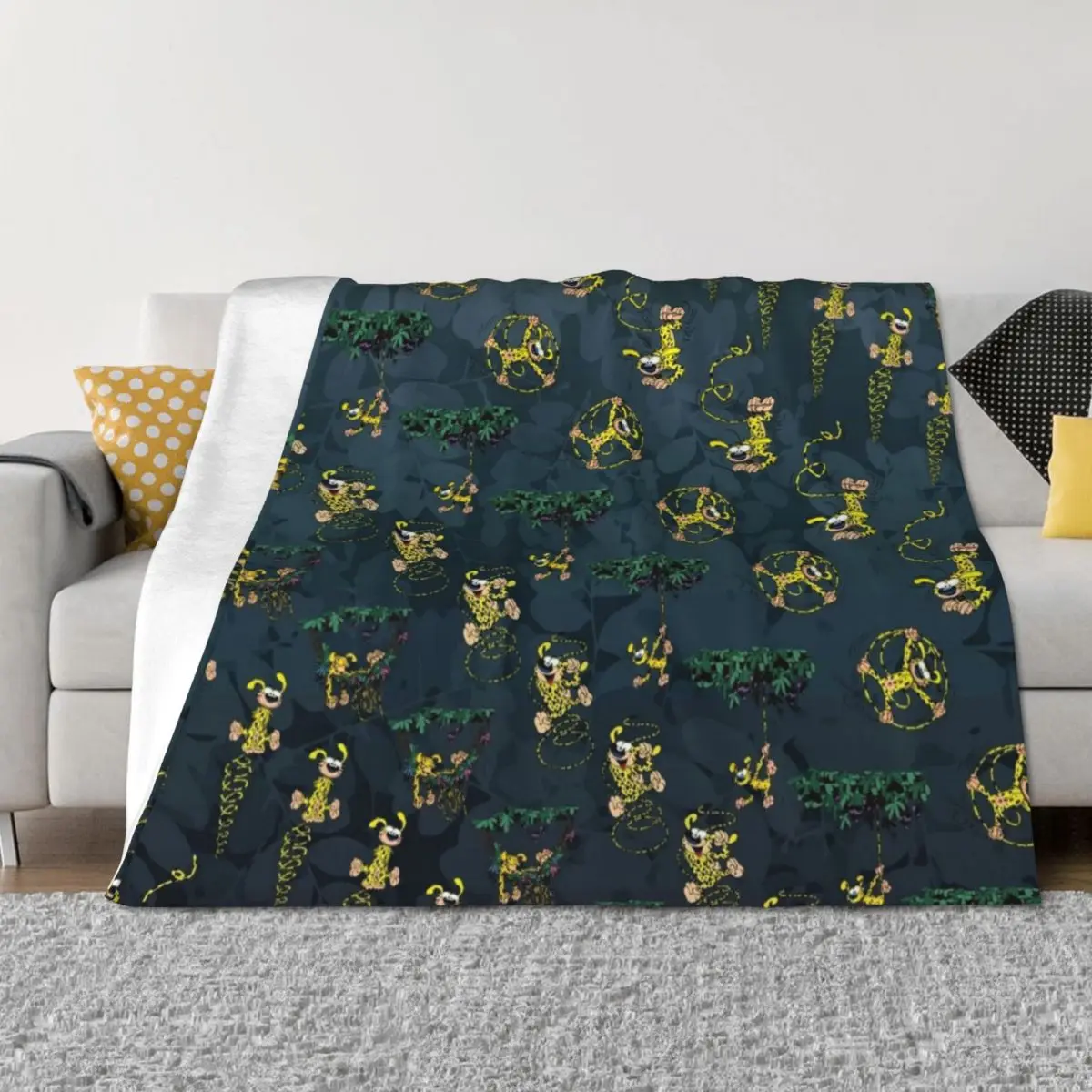 Marsupilami Tuti 2 / Dark grey design / Pattern Throw Blanket cosplay anime Shaggy Luxury Thicken Flannels Blankets