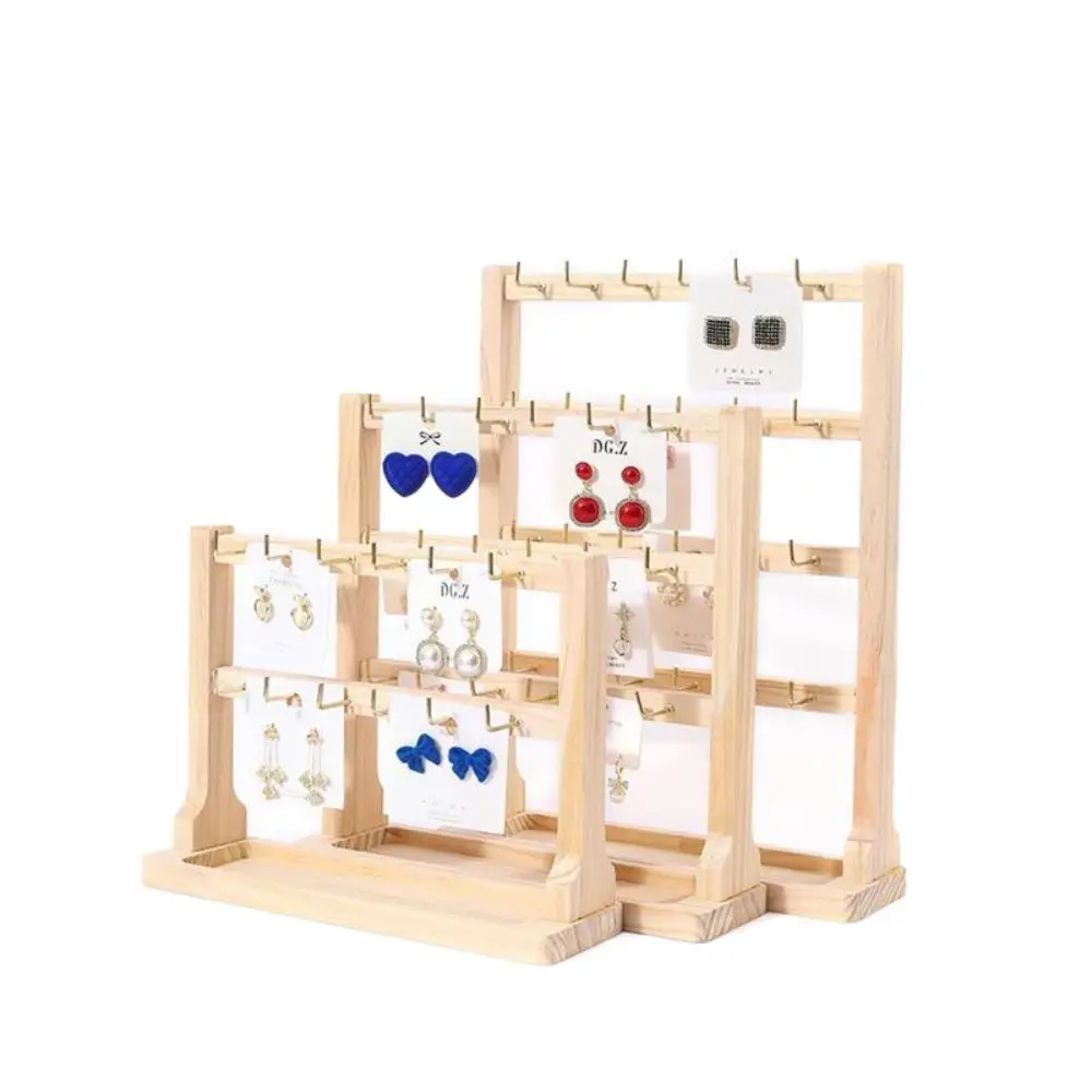 حامل عرض خشبي صلب لجمع المجوهرات ، حامل قلادات ، حامل سوار ، لوح مع خطافات ، عرض #3