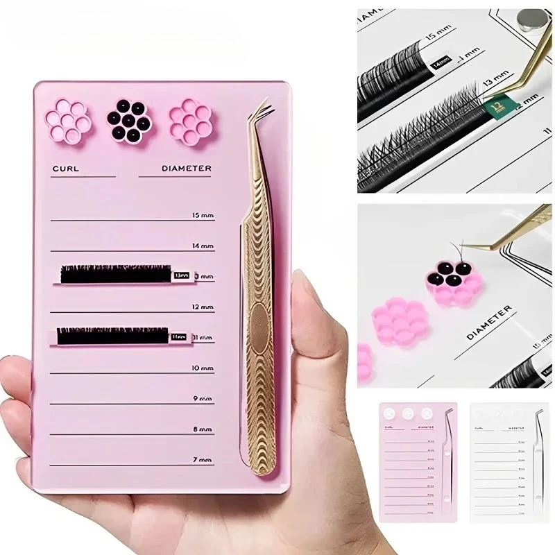 Eyelash Extension Scale Holder Magnetic Acrylic Lash Board Glue Pallet Cup Clean Hygienic False Eyelash Pad Eyelash Makeup Tools