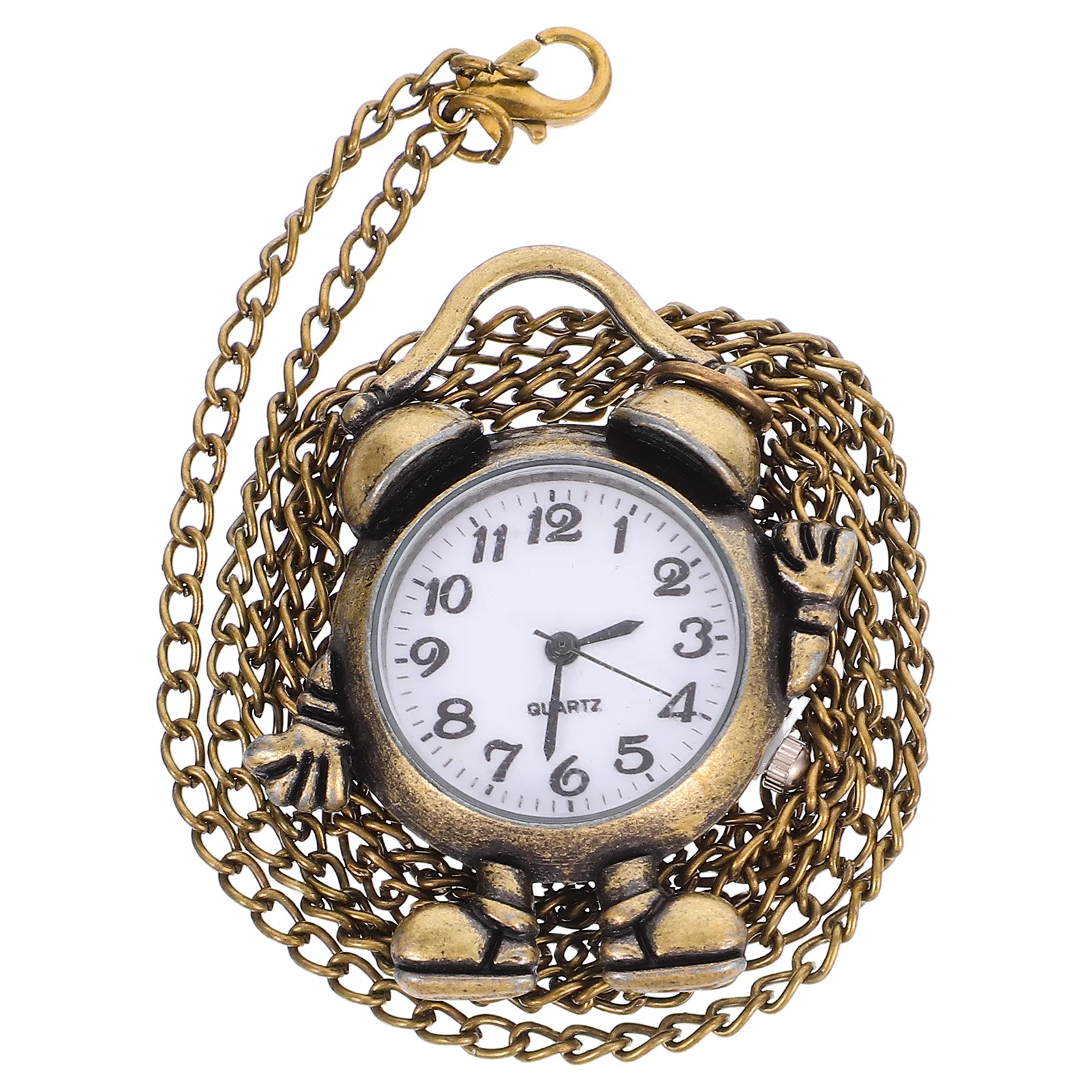 ساعة جيب كلاسيكية بحركة كوارتز مصنوعة من خليط معدني وقرص شفاف وتوقيت دقيق وقلادة على الطراز القديم للارتداء اليومي