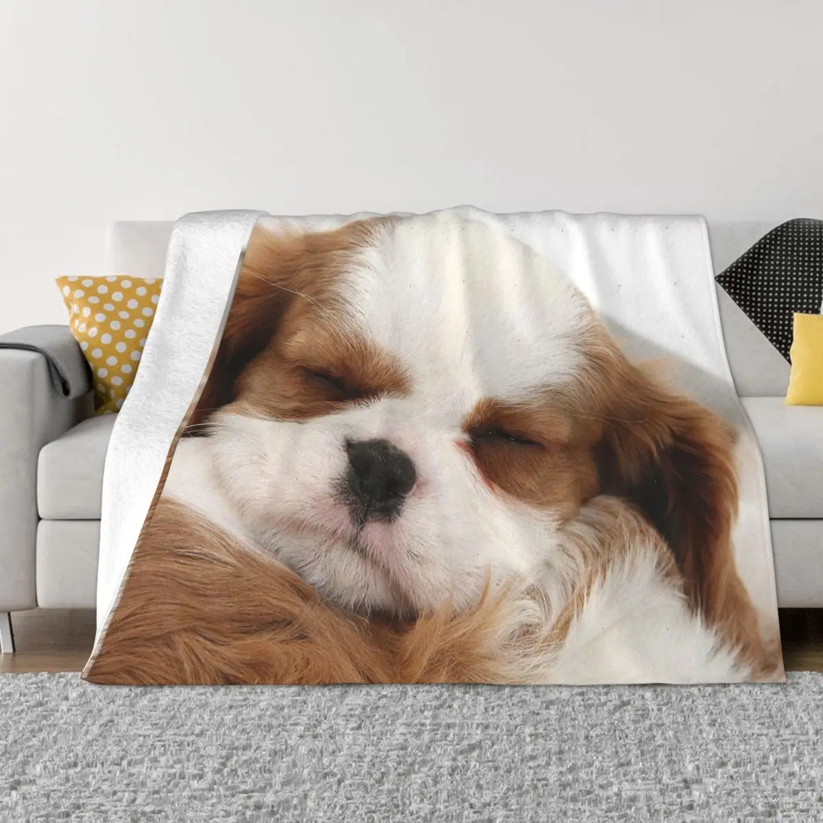 

Cavalier King Charles Spaniel Blanket Coral Fleece Plush Winter Cute Animal Dog Warm Throw Blanket for Sofa Car Bedspread