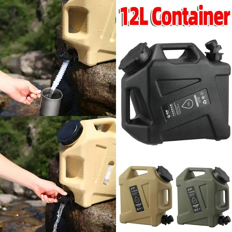 

12L Water Container Jug No Leakage Emergency Water Tank Storage Container Large Capacity Outdoor Hiking Camping Accessories