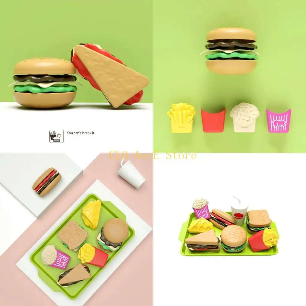 

16FE For Girl Kid Toddlers Pretend for Play Miniature Burger Educational