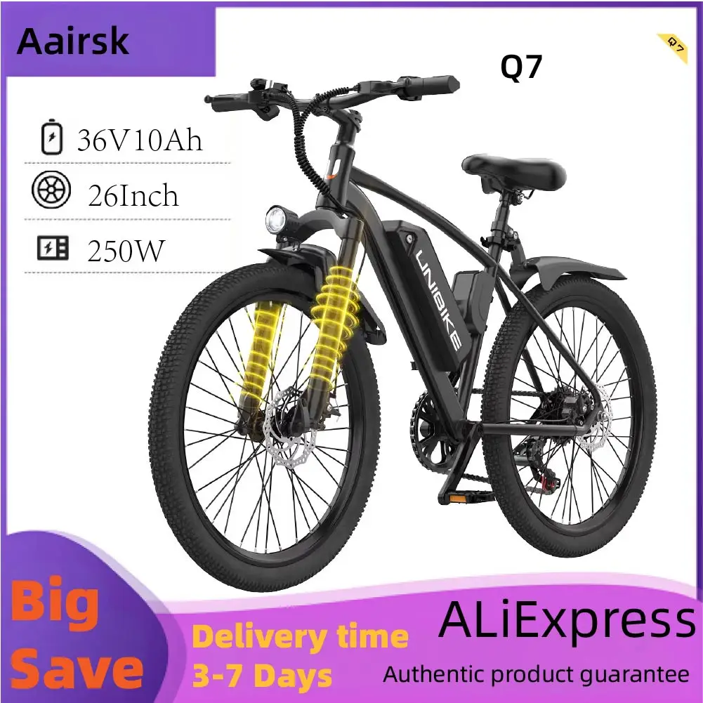 Aairsk Q7 E-bike 250W Motor 36V 10AH Battery Electric Bicycle 26 Inch Mountain Off-road Tire Adult Electric Bike