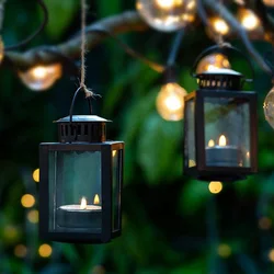 1PC Retro Romantic Lantern Candle Stand Metal Wedding Outdoor Garden Tea Light Creative Hand-held Iron Candle Holder Home Decor