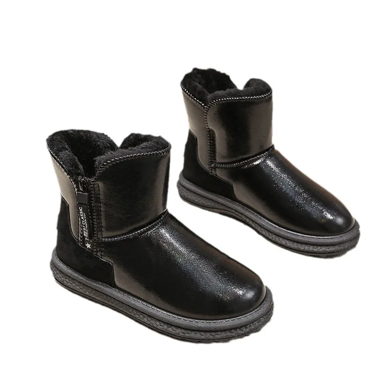 أحذية الثلوج النسائية 2025 الشتاء سميكة قصيرة أنبوب الأحذية القطنية أحذية قطنية النساء سميكة سوليد أحذية قصيرة النساء