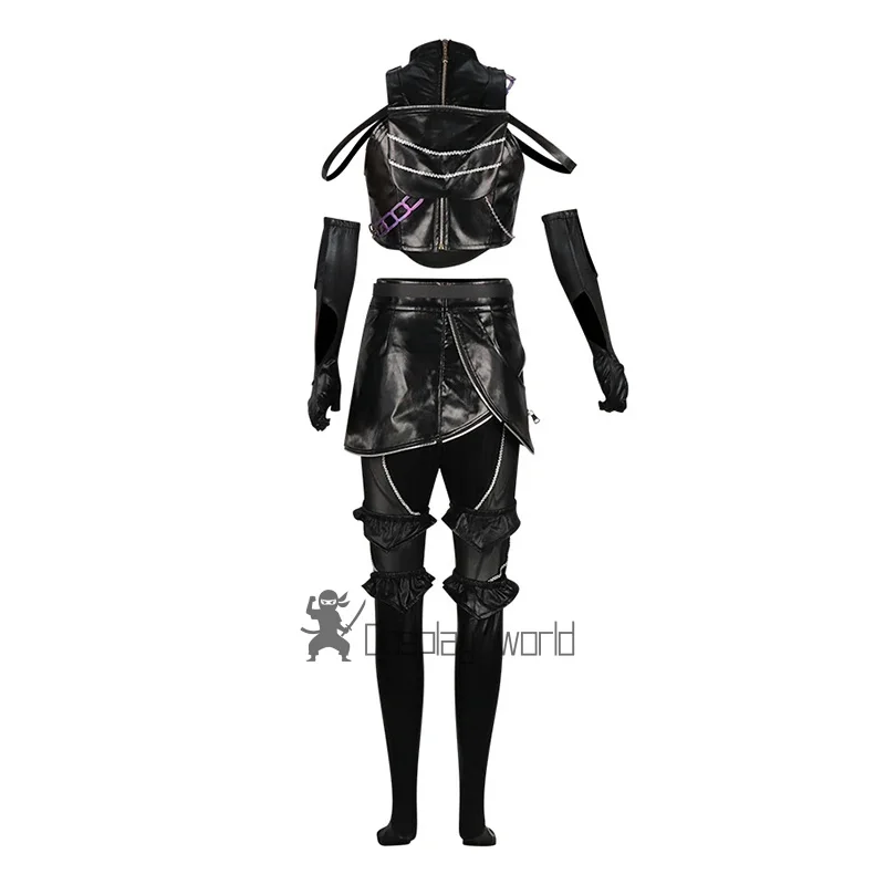 Kpop Demons Hunters Rumi Zoey Mira Cosplay Costume Black PU Leather Battle Suit Women Tops Pants Gloves Set Party Halloween