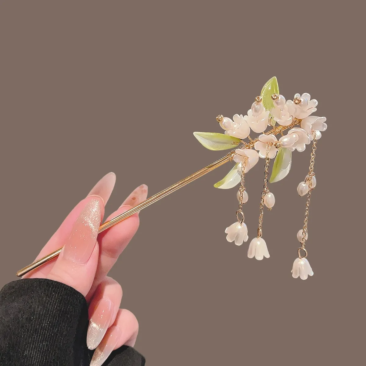 Vintage Chinese Style Tassel Hair Pins Valley Lily Flower Pearl Designs Hair Sticks Metal Alloy Headwear Women Girls Hairpins view 6