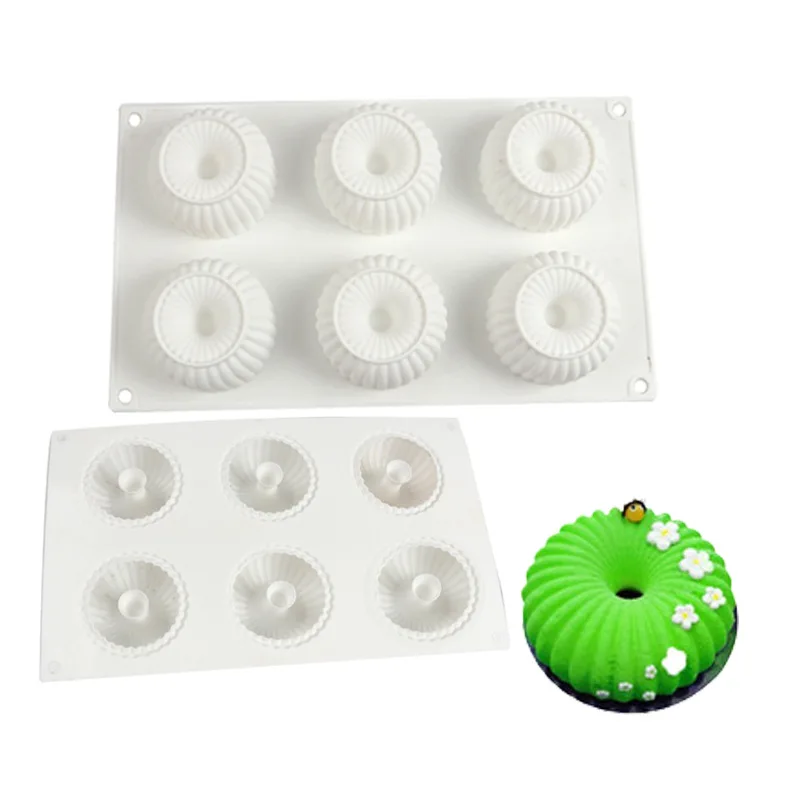 

GT16-26 6 Donut 6.7cm Shaped Silicone Ice Mold Cake Decoration Mousse Chocolate Mould Food Grade Wholesale & Retail