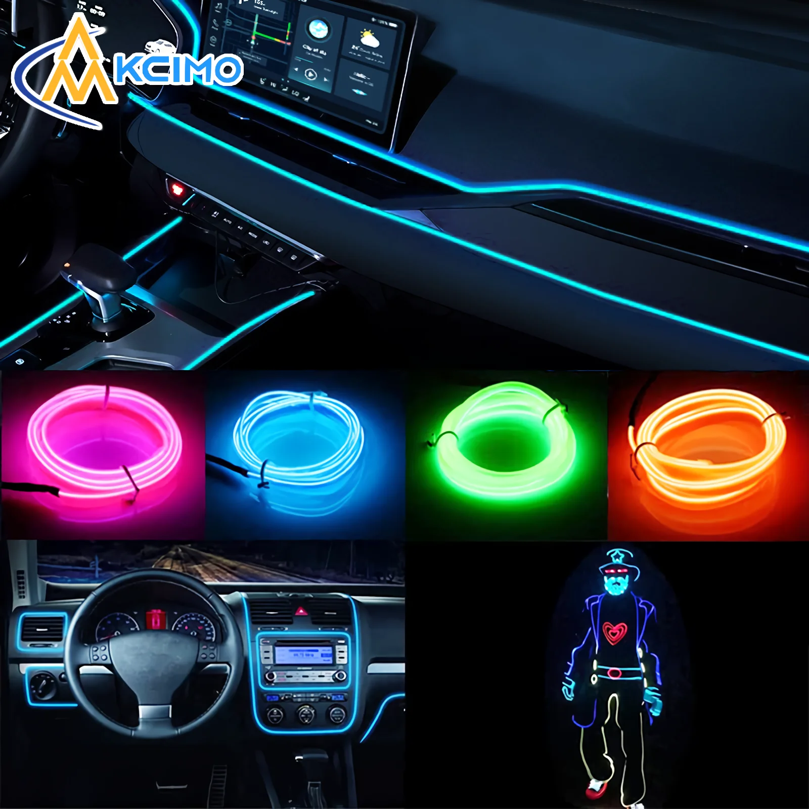 1/3/5M Auto Innen Led Dekorative Lampe EL Verdrahtung Neon Streifen Auto DIY Flexible Umgebungs Licht USB party Atmosphäre Auto Styling