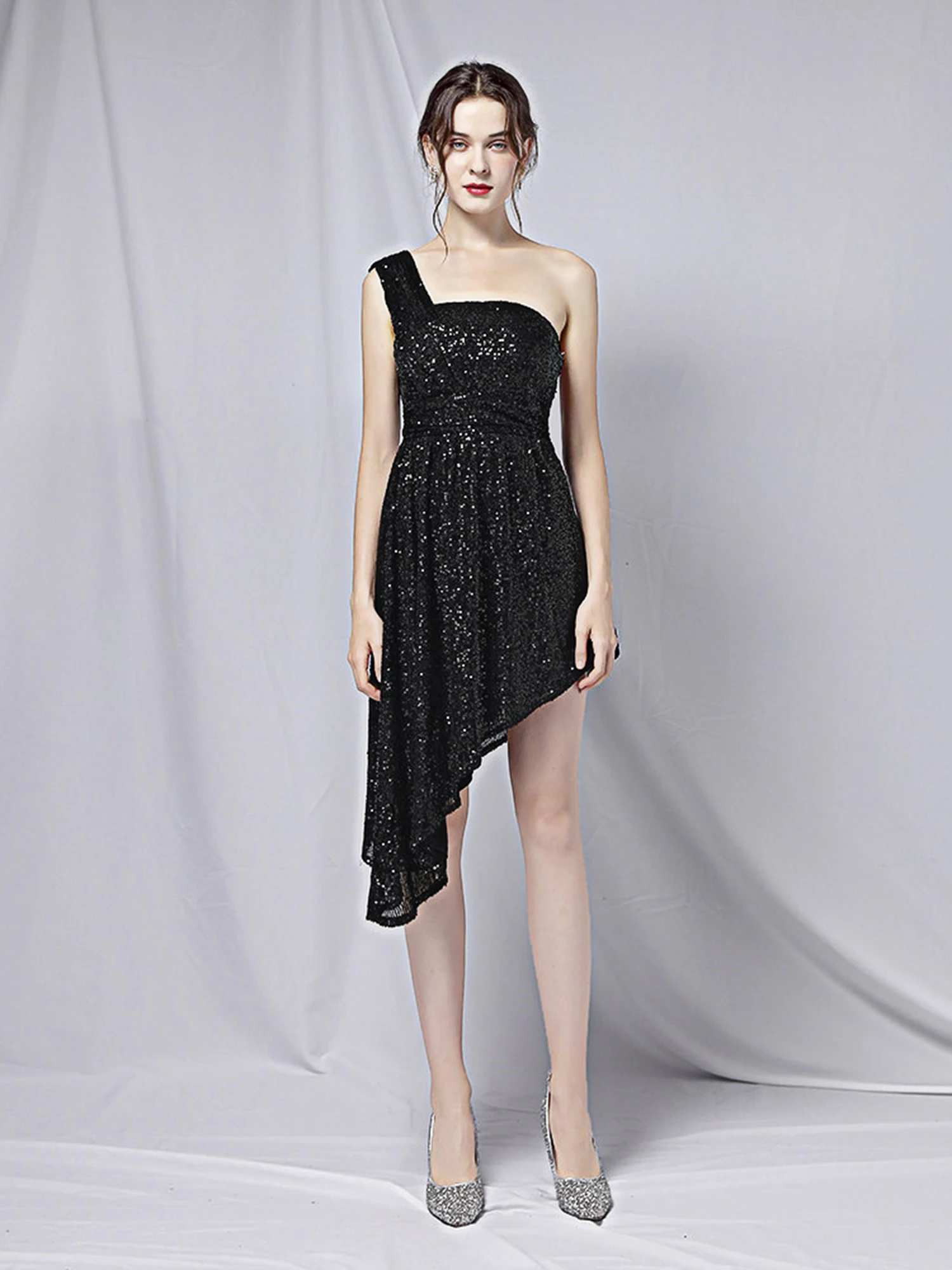 

Sexy Wrap Chest Beaded Dr Women's Small Size Car Model Room Exhibition Host Performance Dr mid Waist Zipper Sle