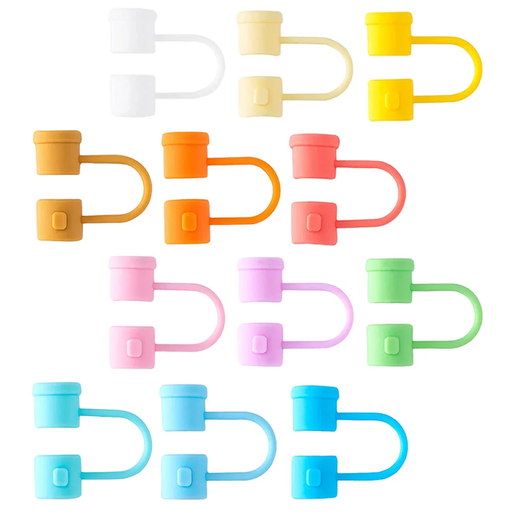 12 Pcs Silicone Straw Stopper Napkin Holder Basket Animal Covers Tumbler Drinking Protectors Shot Reusable Straws Caps