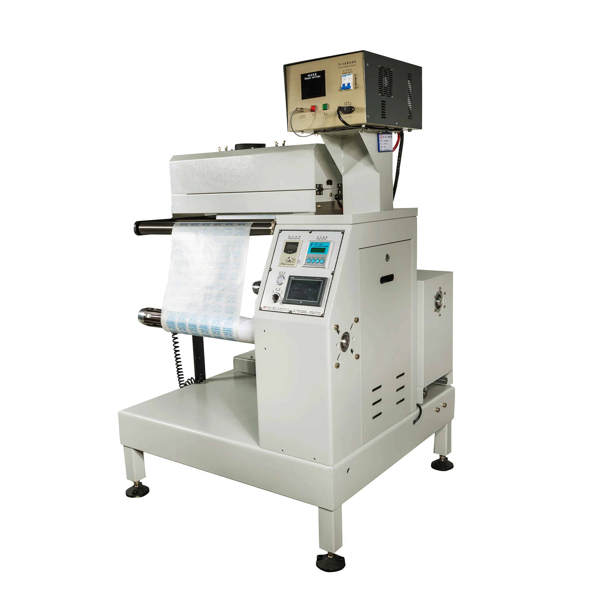 Máquina de rebobinamento automático com tratamento Corona