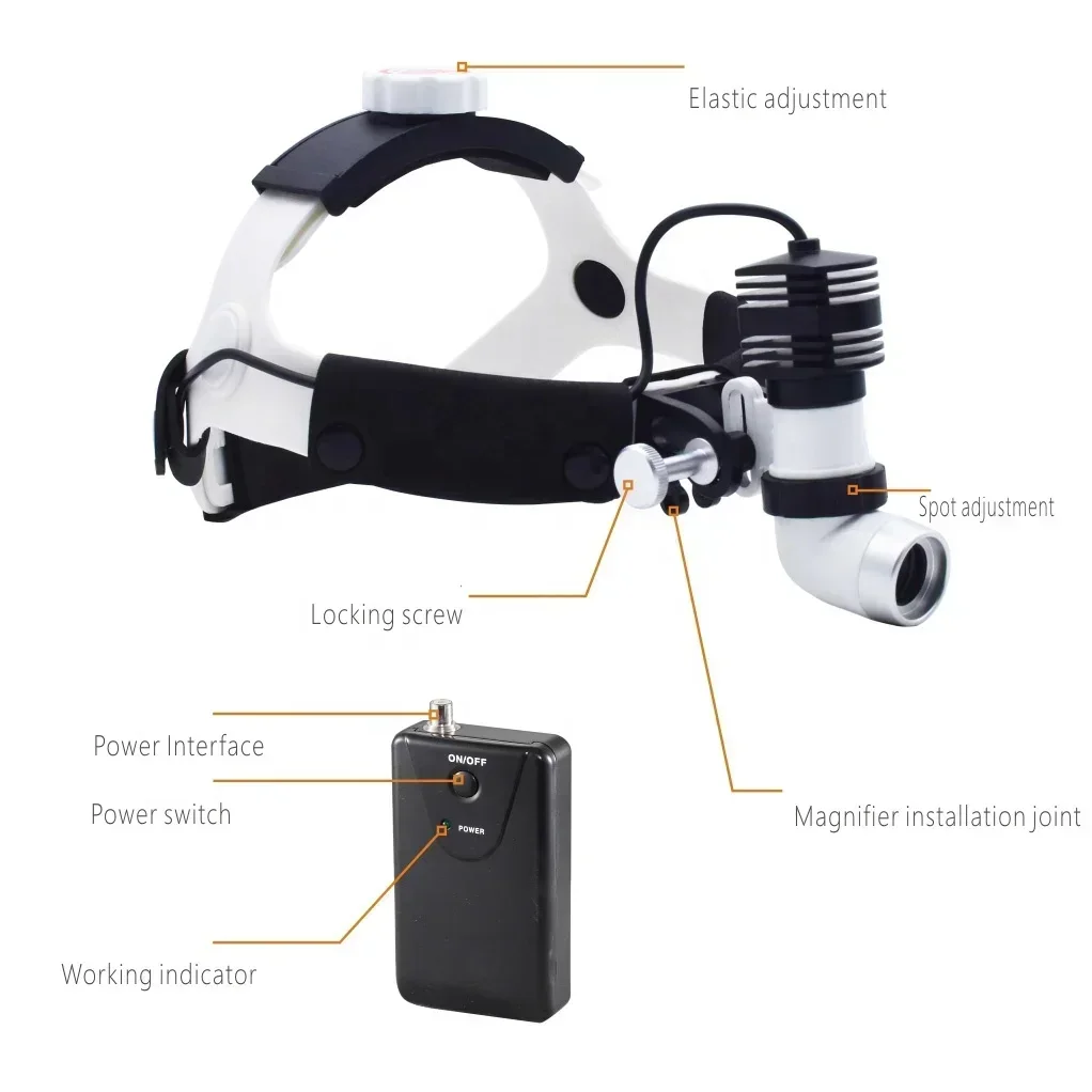 KD-205AY-1 GB15979-2002 médico 5W LED faro de alto brillo lámpara dental quirúrgica inalámbrica para dentista médico otorrinolaringólido