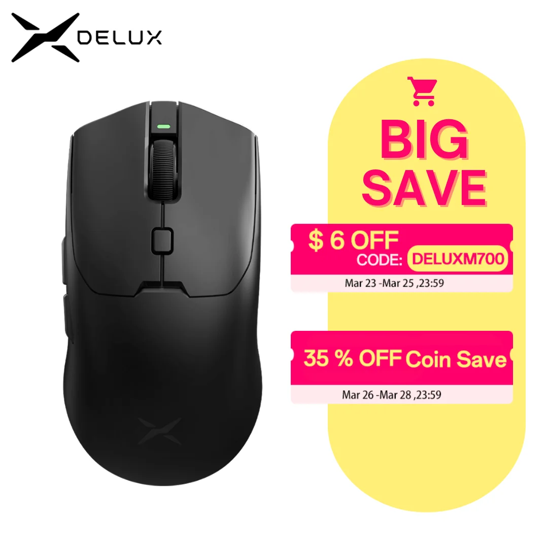 

Delux M700Ultra 8K Wireless Gaming Mouse PAW3950 30000DPI 59g Lightweight 8KHz Polling Rate TTC Gold Encoder for PC Laptop Gamer