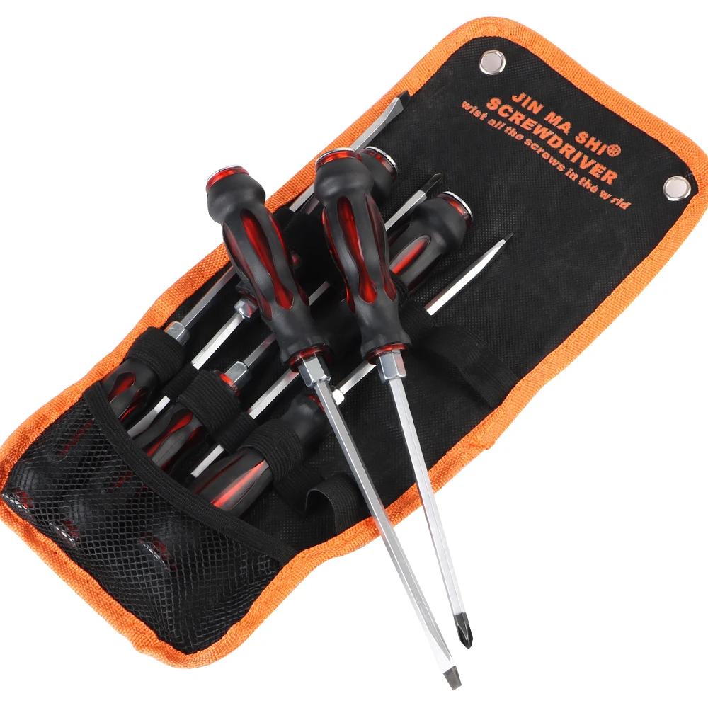 Chrome Vanadium Steel Tappped Screwdriver Set Effective Magnetic 7pcs/set Phillips Slotted Types with Through hole