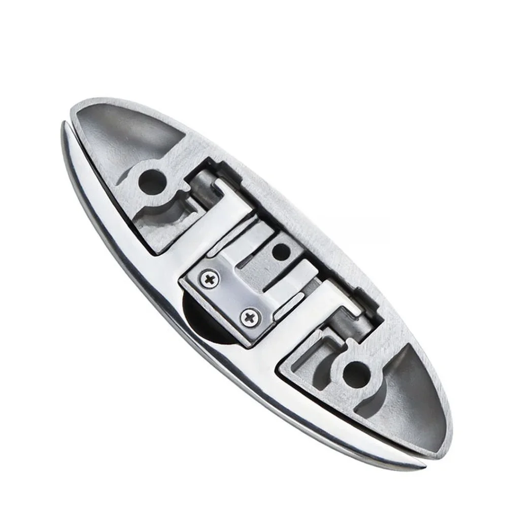 Foldable 316 Stainless Steel Cleat for Yacht Boat Docks Lifting Cable Bolt Precision Cast Mirror Polished Finish