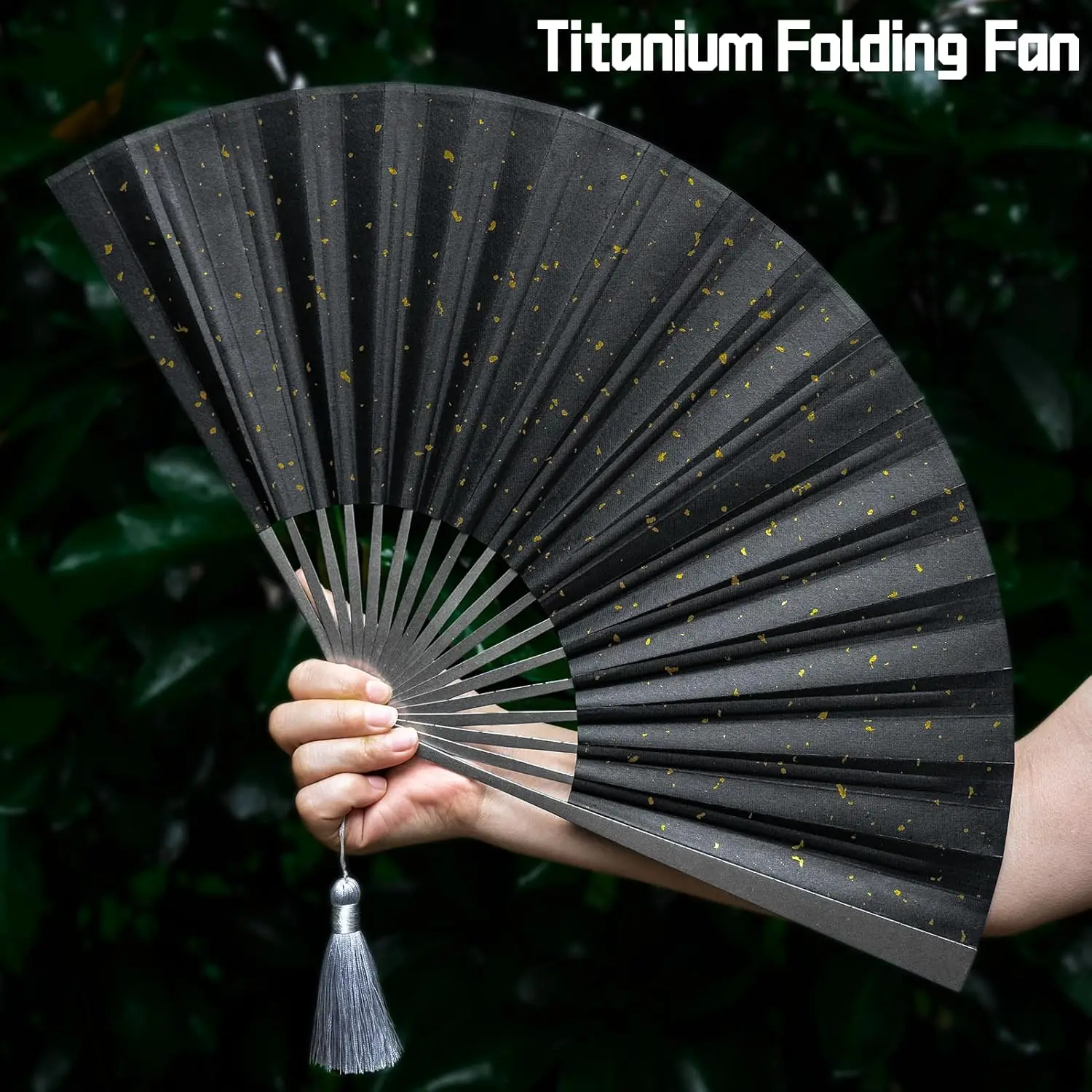 

TISUR Large Titanium Folding Hand Fan, Chinese Kung Fu Tai Chi Hand Fan Foldable Festival,Edc Gear and Gadgets For Men Every Day