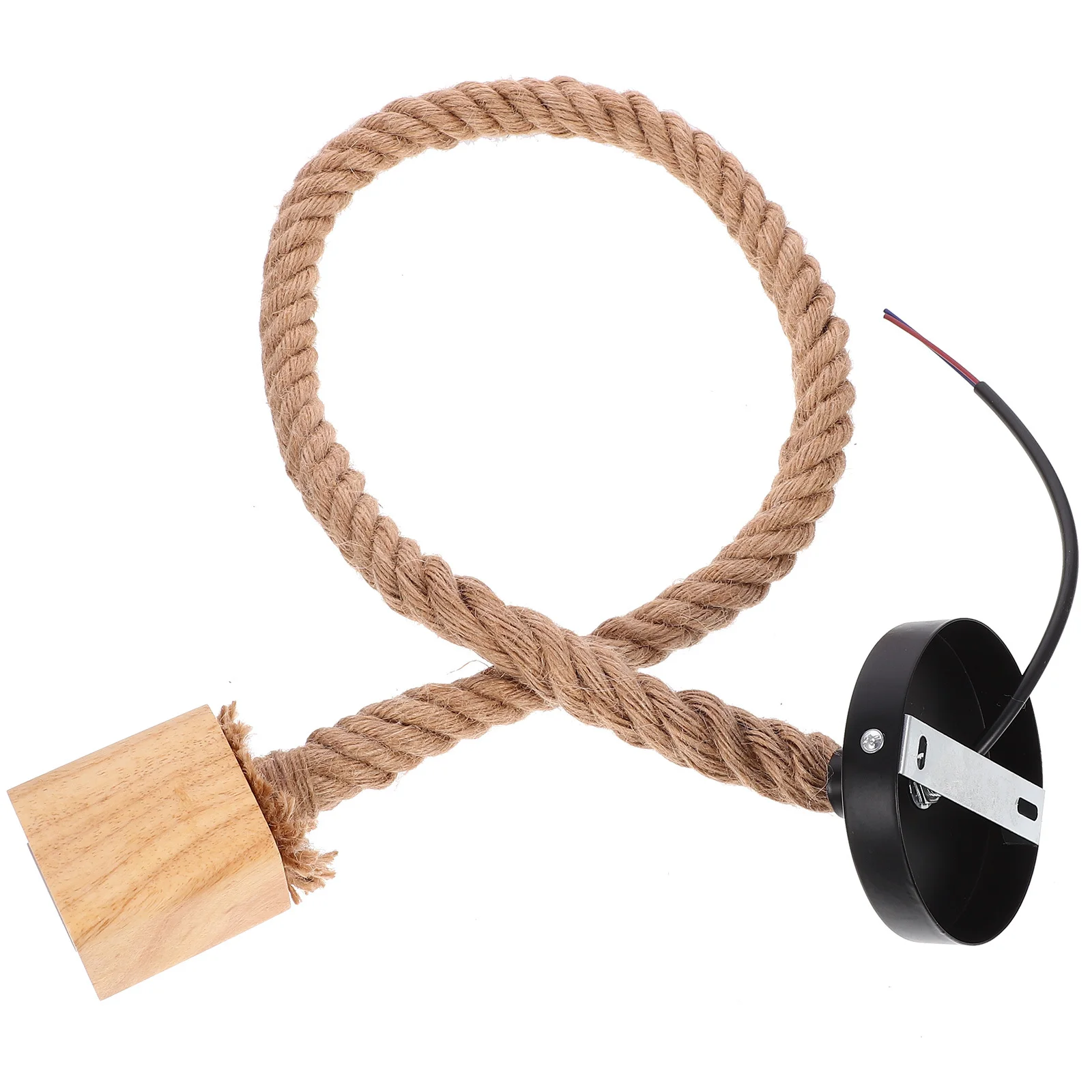 

Wooden Pendant Kit Retro Hemp Rope Hanging Natural Rubber Wood Ceiling Lamp Fixture For Living Room Bedroom Bulb Holder