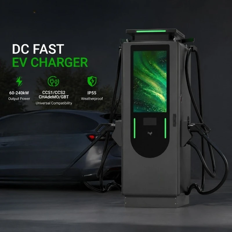 60kW/120kW/240kW Floor Mount DC Fast EV Charging Station 1.6J Outdoor Commercial Charger CCS1/CCS2  Dual