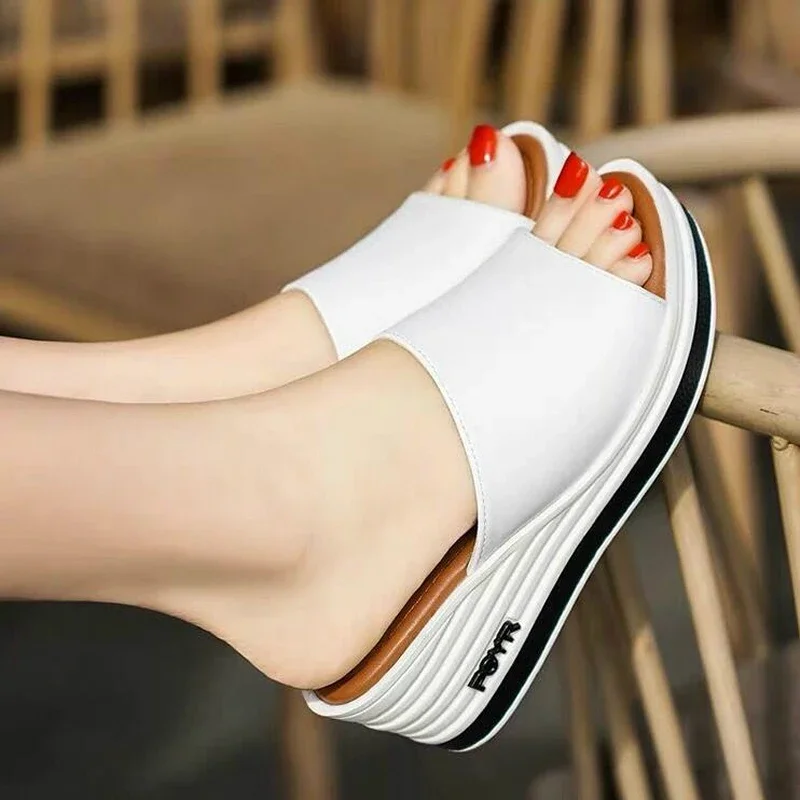 2024 Female Slippers Summer Fashion Wear Room with All-match Muffin Bottom Slope Sexy Thick Soled Sandals Tide Shoes Woman W02