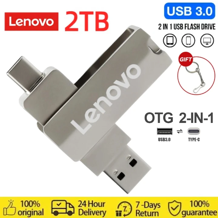 Lenovo NEW Type-C Pen Drive 2 In 1 OTG USB Flash Drives 128GB 64 Pendrive High Speed USB Flash Drive U Drives 256GB Memory Stick