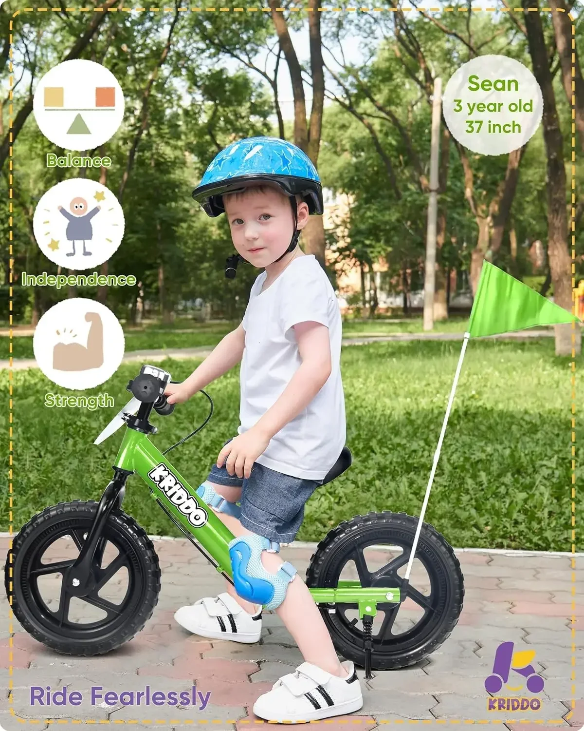 Pro Toddler Balance Bike for 2+ Year Old, 12 Inch Push Bicycle w Hand Brake & Kickstand, Gift Bike for 2-5 Boys Girls