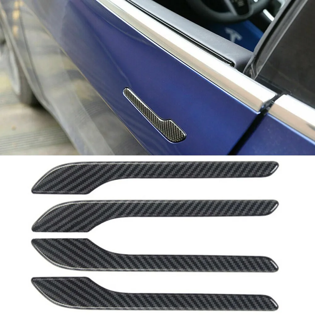 

4Pcs Carbon Fiber Door Side Handle Stickers Decoration Trim Overlay Cover For Tesla Model 3 Y Accessories Waterproof