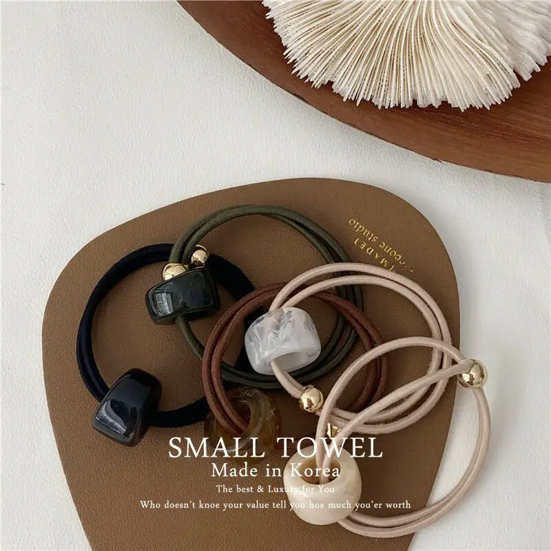 Hair Scrunchy High Elasticity Round Fortune Bead Cool Tone Women Hair Tie Premium Durable for Daily Home Office Travel
