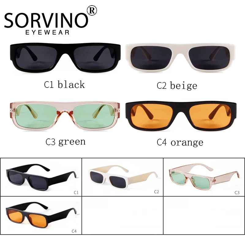 SORVINO Vintage prostokątne okulary przeciwsłoneczne moda kwadratowe cukierkowe odcienie kolorów okulary pomarańczowe czarne zielone okulary przeciwsłoneczne modne damskie UV400