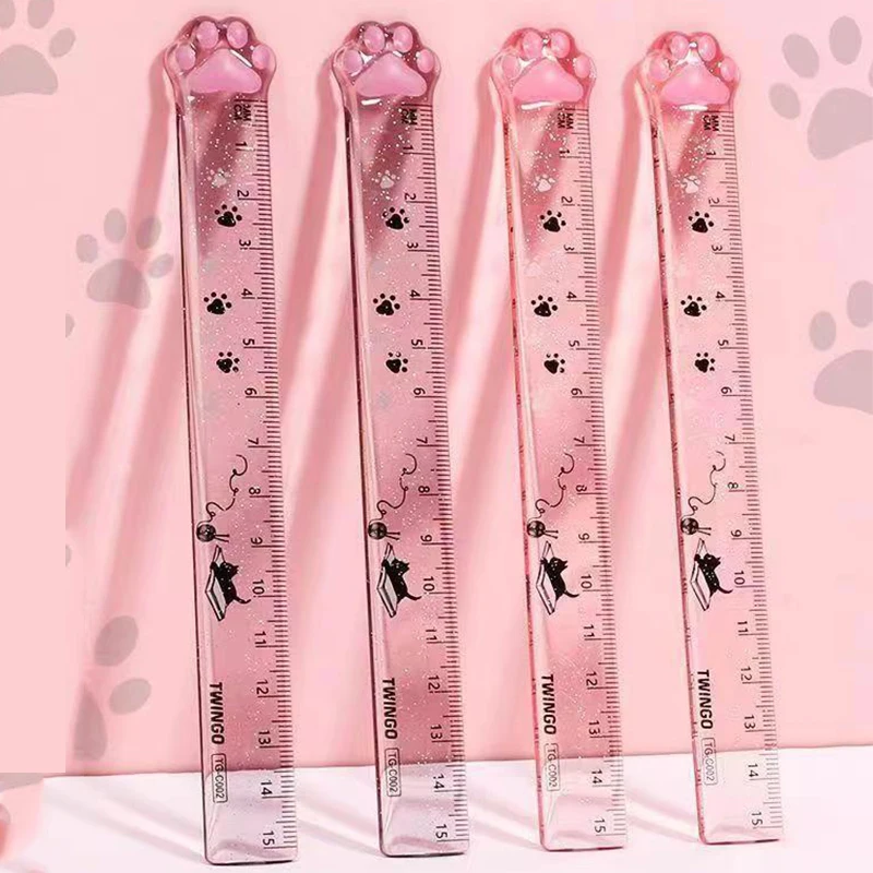 Animal Cute Cat Claws Straight Ruler Kawaii Stationery Funny Drawing Gift Korean Office School Measuring Drawing birthday gift