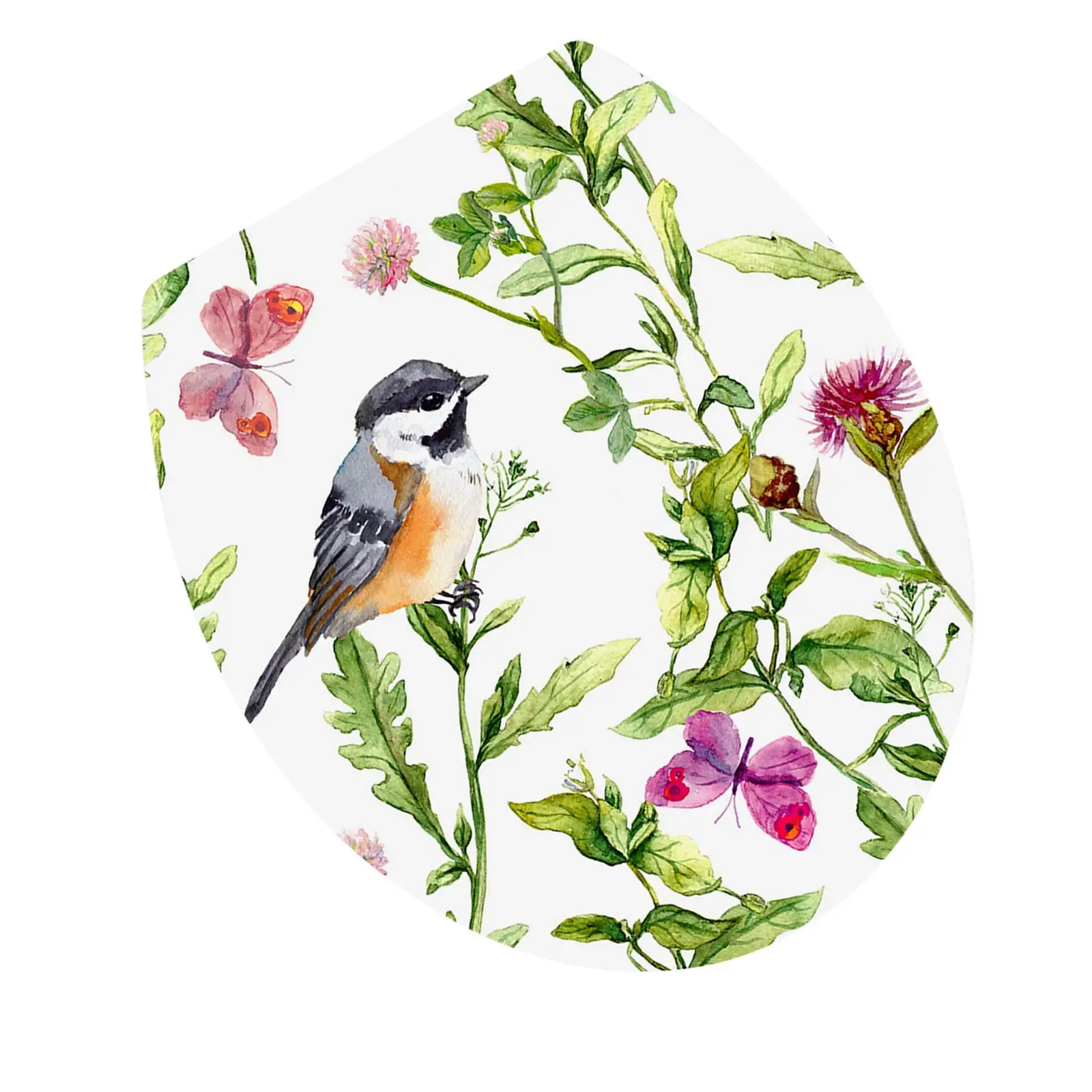 Self Adhesive Floral Toilet Seat Wall Sticker PVC Birds Bouquet Design for Cistern WC Restroom Home Decoration