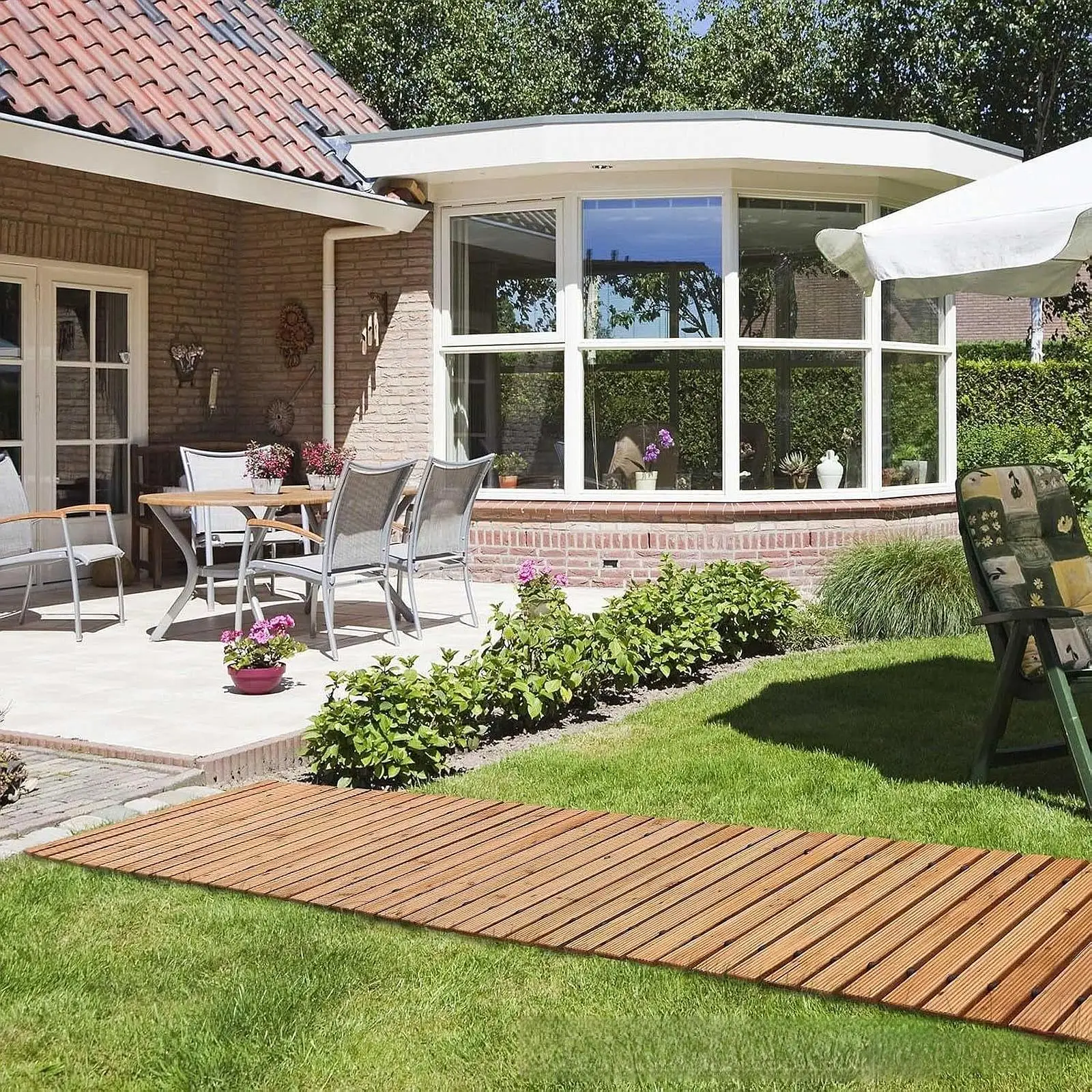 

Wooden Garden Pavers, Decorative Straight And Wavy Edging for Patio, Wedding,