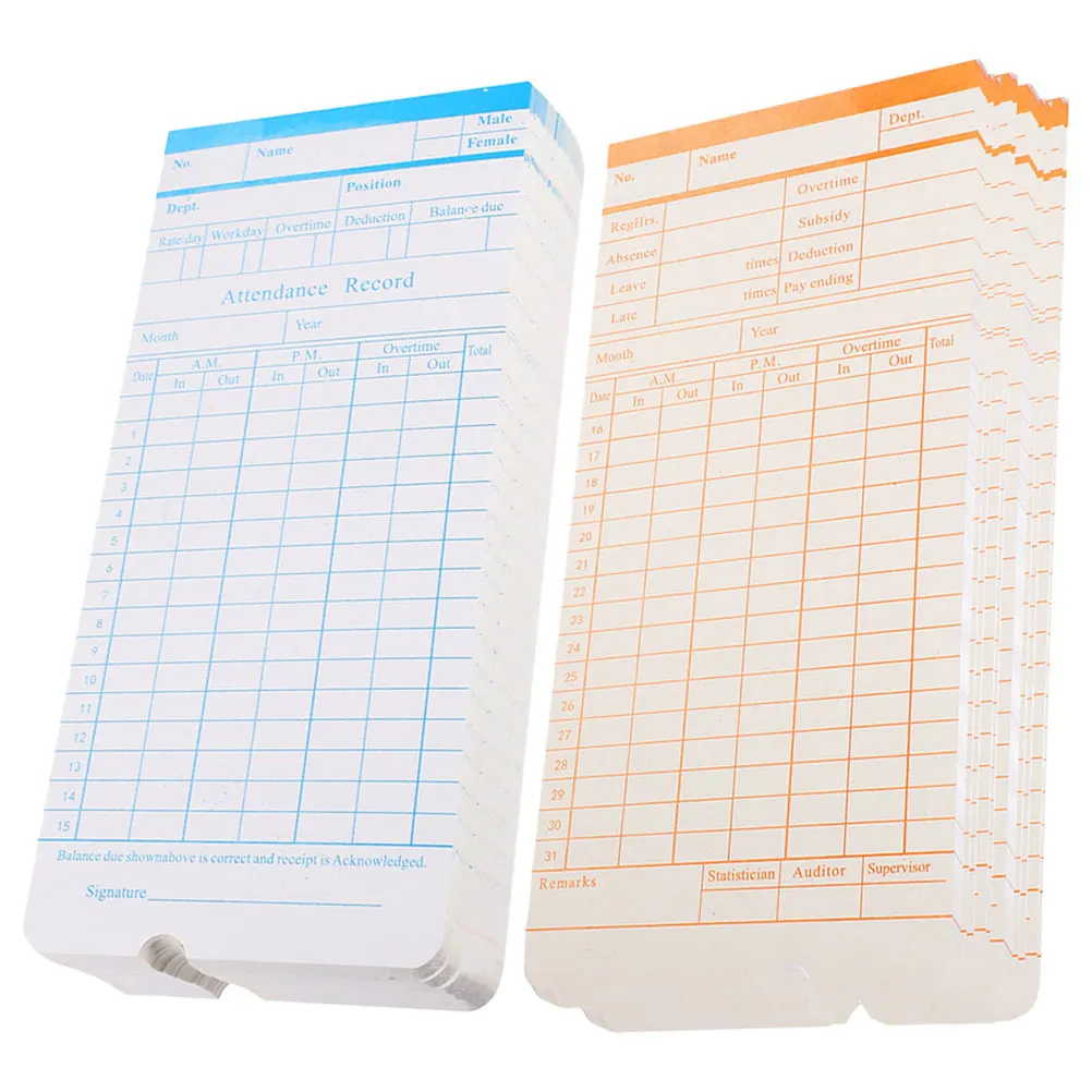 190 Sheets Timecard Sheets Office Use Attendance Recording Cards Paper for Employee Time Tracking Time Cards