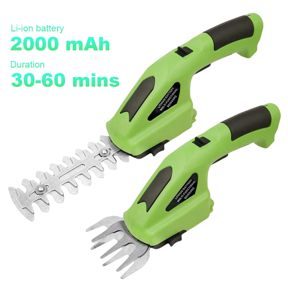 

2 in 1 Cordless Grass Shear 2000mAh Battery Handheld Hedge Trimmer 7.2V Electric Grass Cutter Rechargeable Garden Pruning Shears