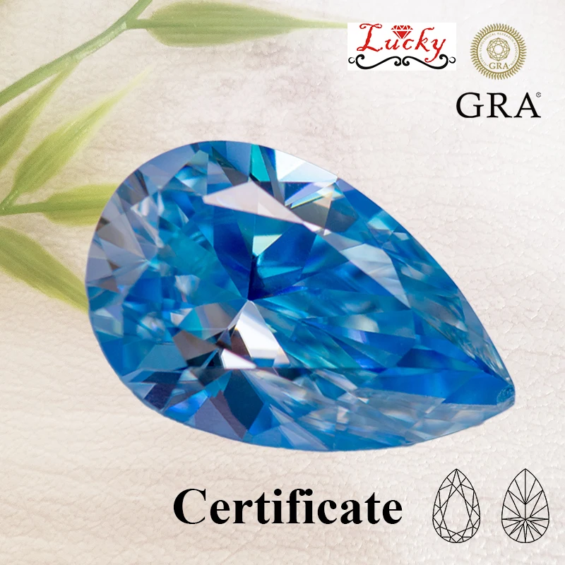 

Moissanite Pear Shape VVS1 Ice Blue Color Charms Beads for Diy Jewelry Making Pendant Earrings Materials with GRA Certificate