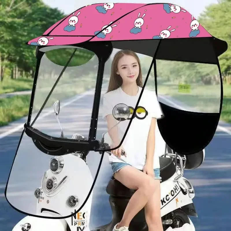 Electric Scooter Sunshade Reinforced Bracket Widened Windshield Upgraded Window Opening Motorcycle Sunshade Canopy