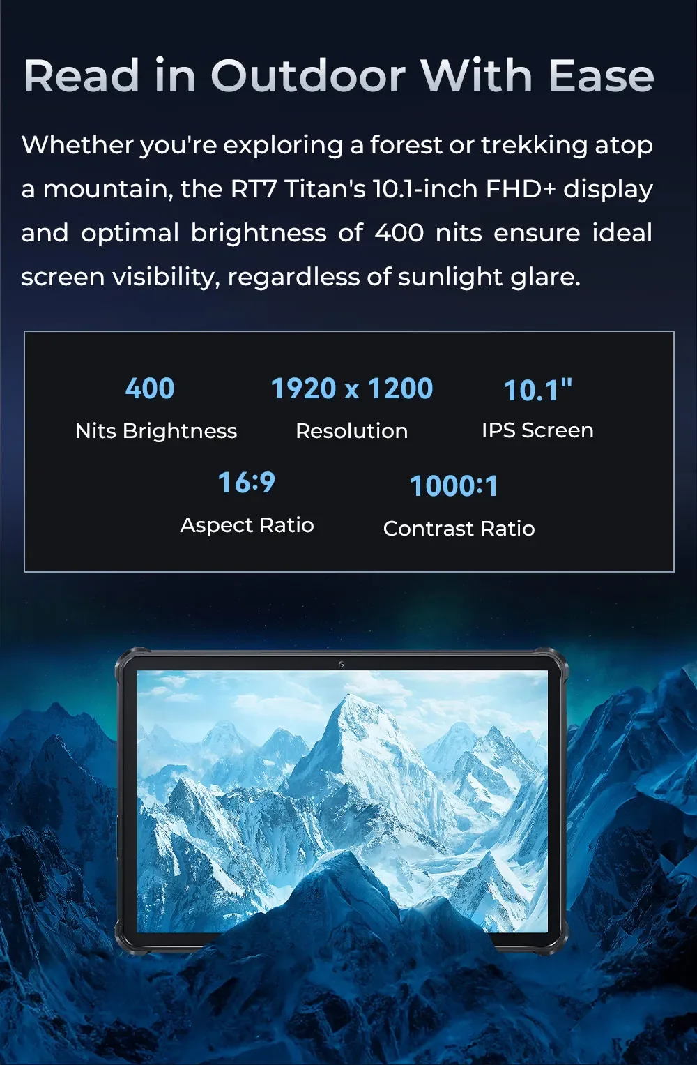 OUKITEL RT7 TITAN 4G Rugged Tablet 32000mAh Battery 24GB+256GB Dimensity 7050 Octa Core IP68/IP69K Waterproof 48MP Night Vision