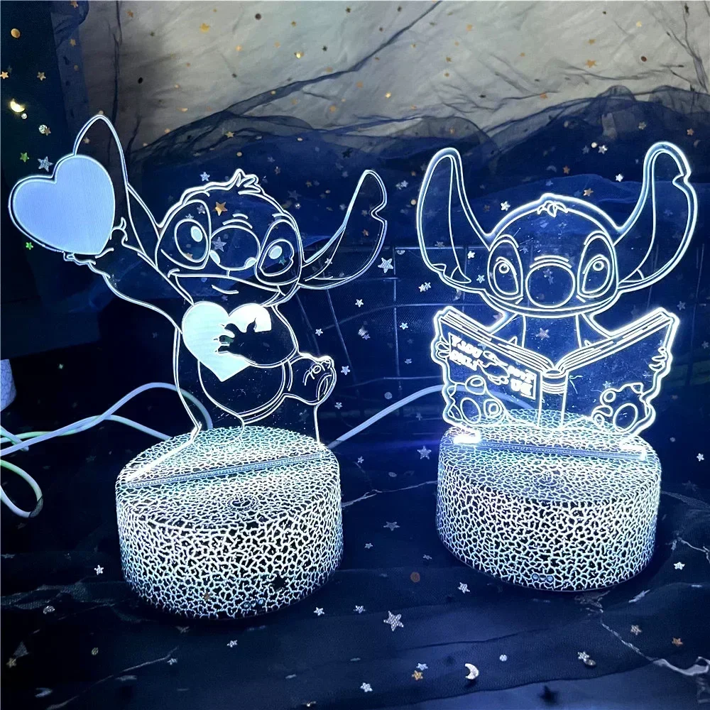 3D Illusion Stitch Night Light with Remote Control and Smart Touch Stuff for Children Room Decor Lamp Birthday Christmas Gifts